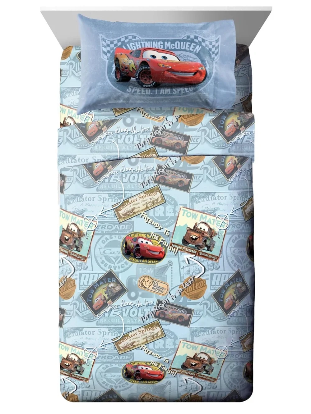 Jay Franco Kids Disney Pixar Cars Full Sheet Set Tow Mater Lightning McQueen